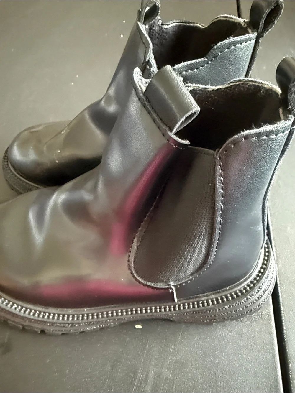 Kids Black Chelsea Boot with Side Zipper